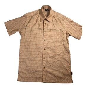 Kilimanjaro Outdoor Adventure Shirt Mens 48 XL Plaid Hiking Short Sleeve Tan